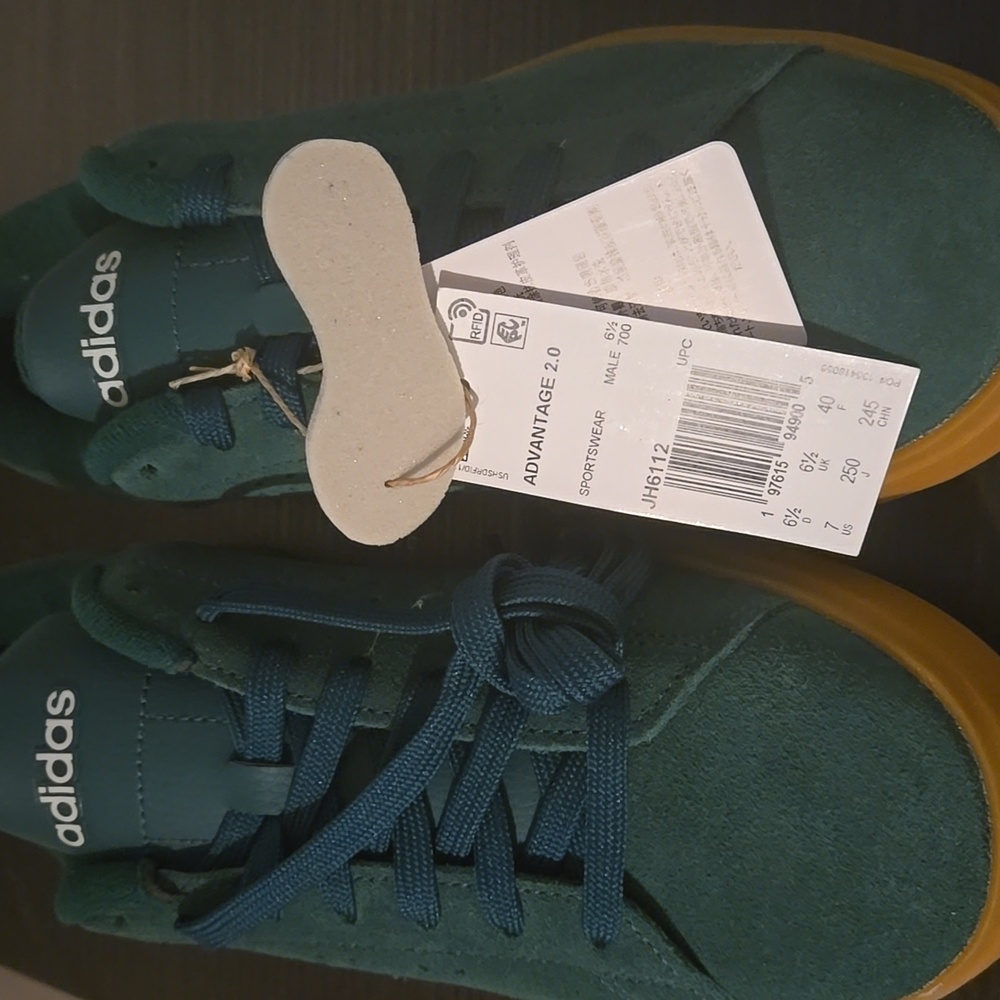 Adidas Advantage 2 0 Green Suede with Gum Sole Mens Size 7 NWT - Picture 4 of 8